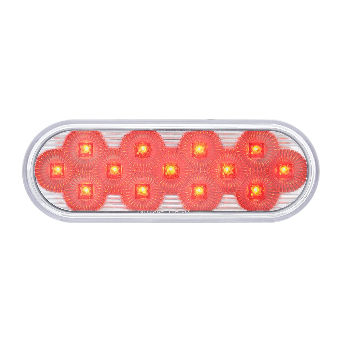 13 LED 6" Oval Double Fury Light (Stop, Turn & Tail) With Warning Light - Red & Amber LED/Clear Lens