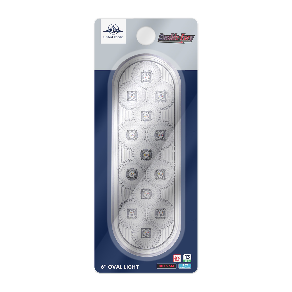 13 LED 6" Oval Double Fury Light (Stop, Turn & Tail) With Warning Light - Red & Amber LED/Clear Lens - Thumbnail 11