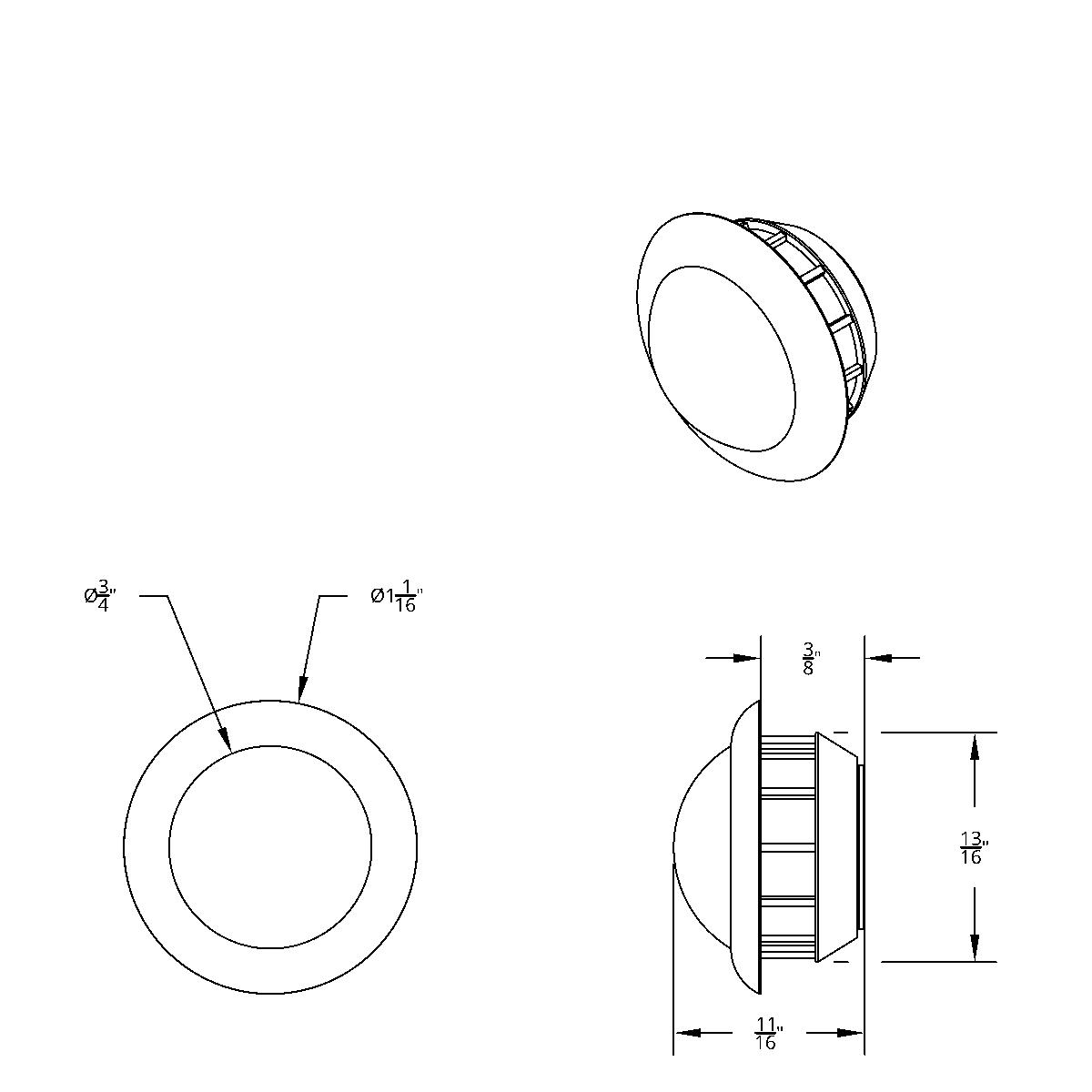 Single SMD LED 3/4" Mini Light (Clearance/Marker) With Rubber Grommet - Amber LED/Amber Lens - Thumbnail 6