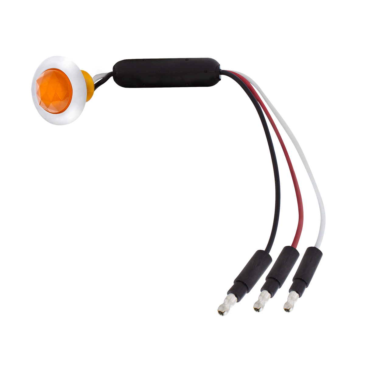 3 LED Dual Function 3/4" Mini Light (Clearance/Marker) With Faceted Crystal Lens-Amber LED/Amber Lens - Thumbnail 2