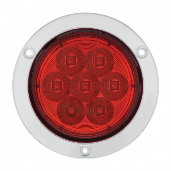 7 LED 4" Round SS Flange Light (Stop, Turn & Tail) - Red LED/Red Lens - Thumbnail 2