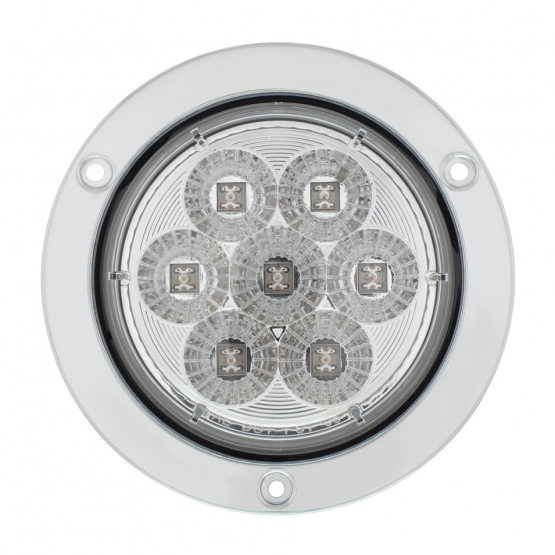 7 LED 4" Round SS Flange Light (Stop, Turn & Tail) - Red LED/Clear Lens - Thumbnail 2