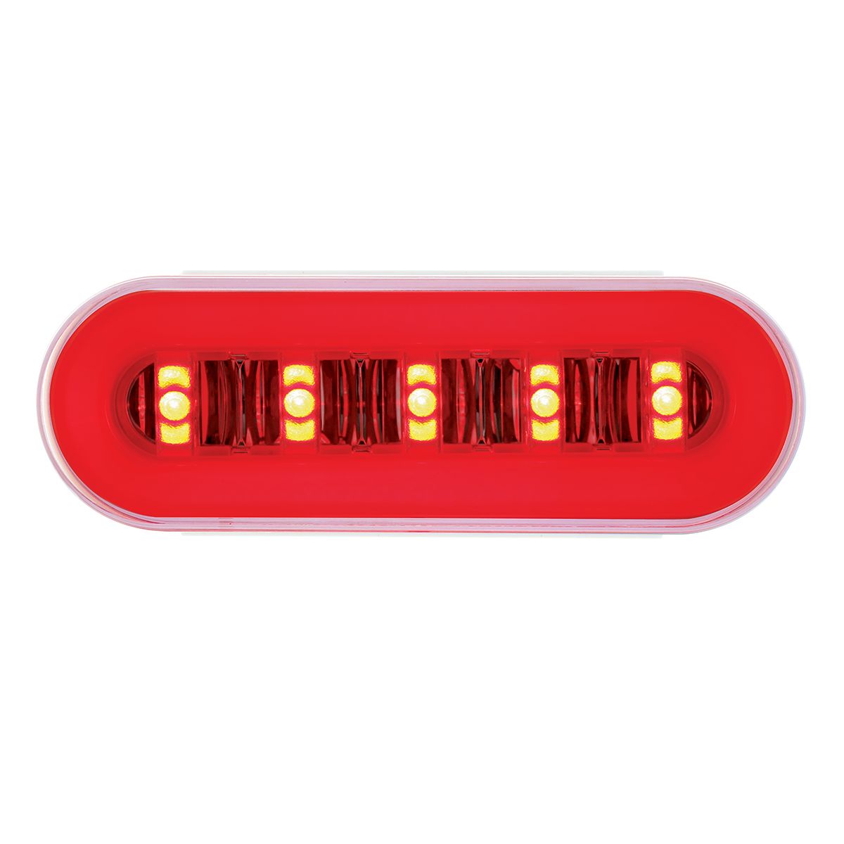 22 LED 6" Oval GloLight With Divider Bar Inner Design (Stop, Turn & Tail) - Red LED/Red Insert (Card)
