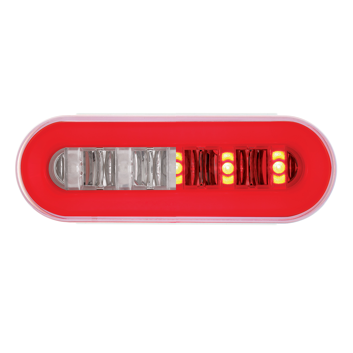 22 LED 6" Oval GloLight With Divider Bar Inner Design (Stop, Turn & Tail) - Red LED/Red Insert (Card) - Thumbnail 3
