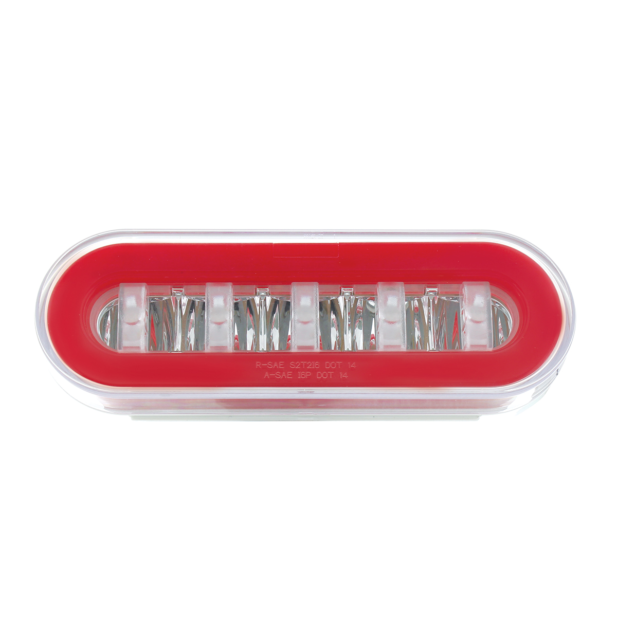22 LED 6" Oval GloLight With Divider Bar Inner Design (Stop, Turn & Tail) - Red LED/Red Insert (Card) - Thumbnail 4