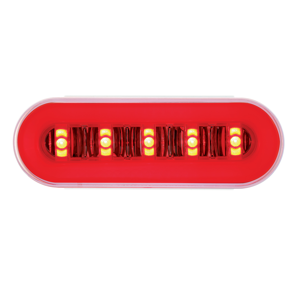 22 LED 6" Oval GloLight With Divider Bar Inner Design (Stop, Turn & Tail) - Red LED/Red Insert (Card) - Thumbnail 8