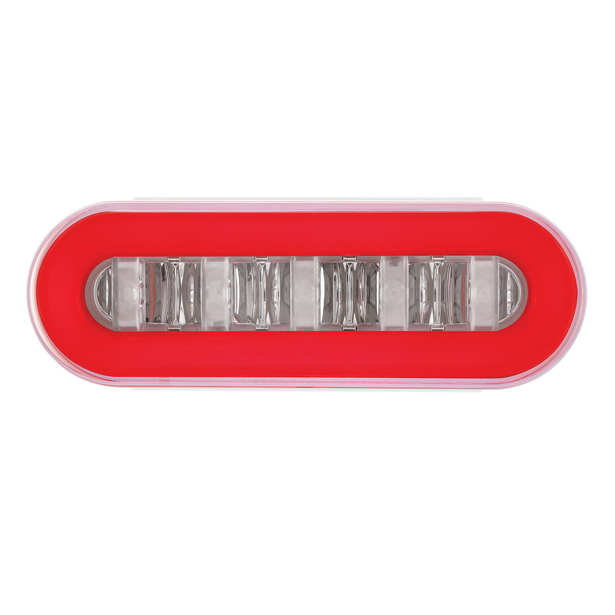 22 LED 6" Oval GloLight With Divider Bar Inner Design (Stop, Turn & Tail) - Red LED/Red Insert (Bulk) - Thumbnail 2