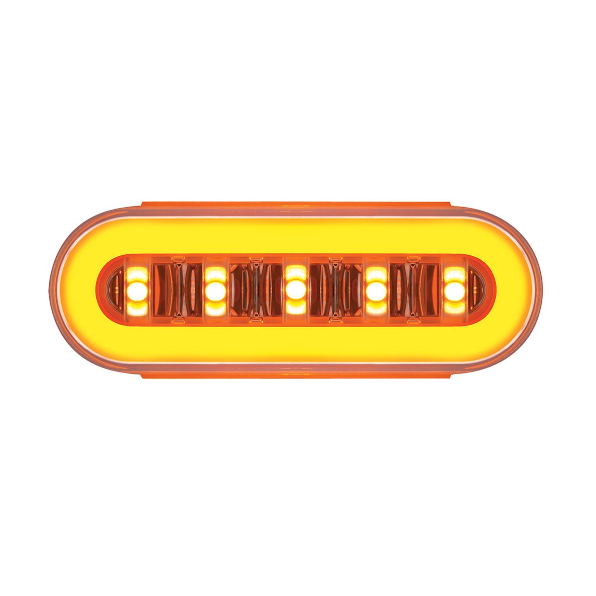 22 LED 6" Oval Clear Lens With Halo Insert GloLight Light - Amber LEDs/Amber Insert (Card)