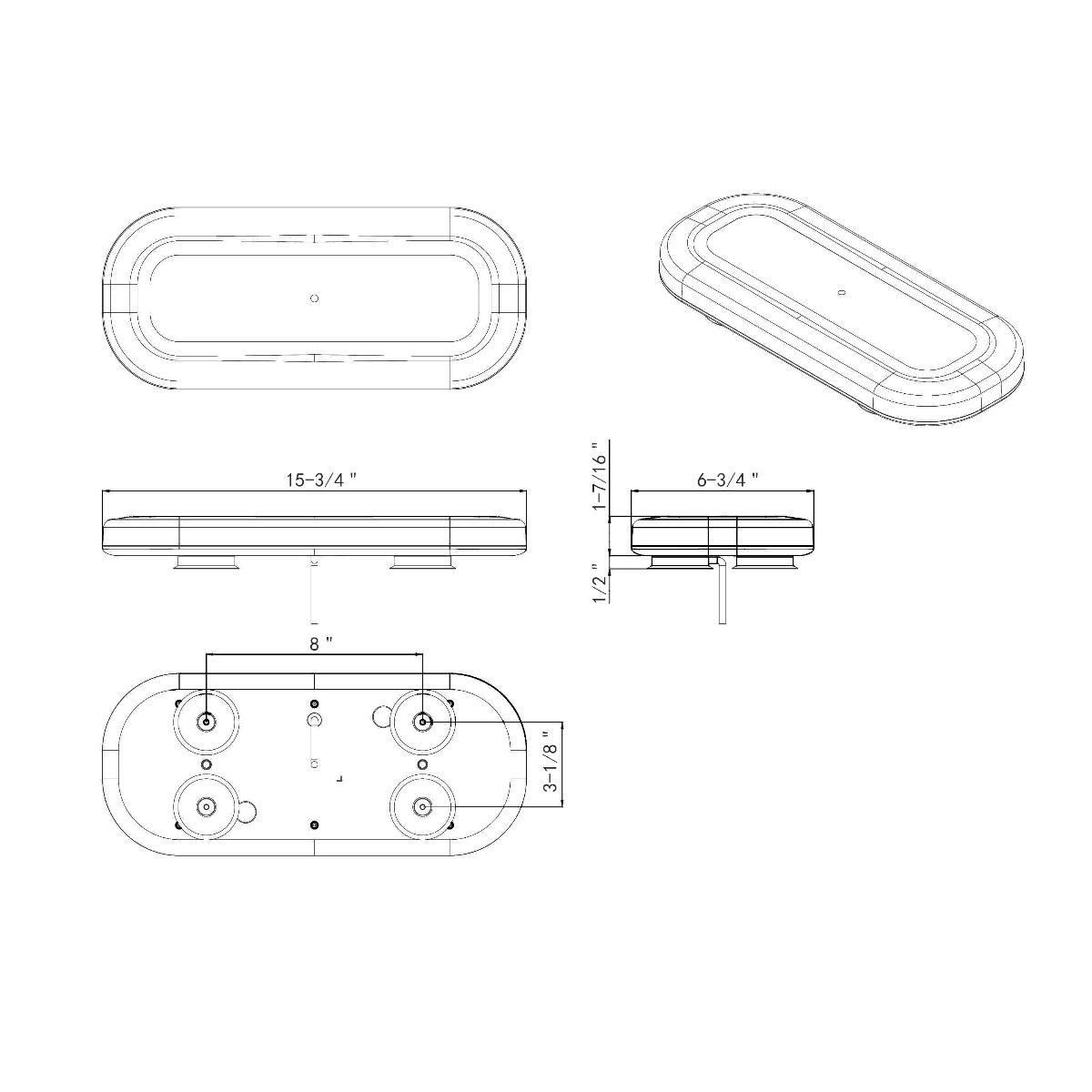 42 High Power LED Micro Warning Light Bar With Amber Lens - Magnet Mount - Thumbnail 7