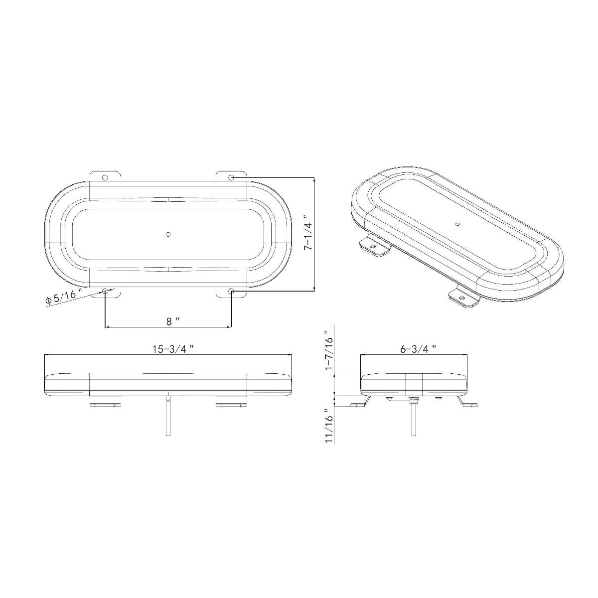 42 High Power LED Micro Warning Light Bar - Permanent Mount - Thumbnail 3