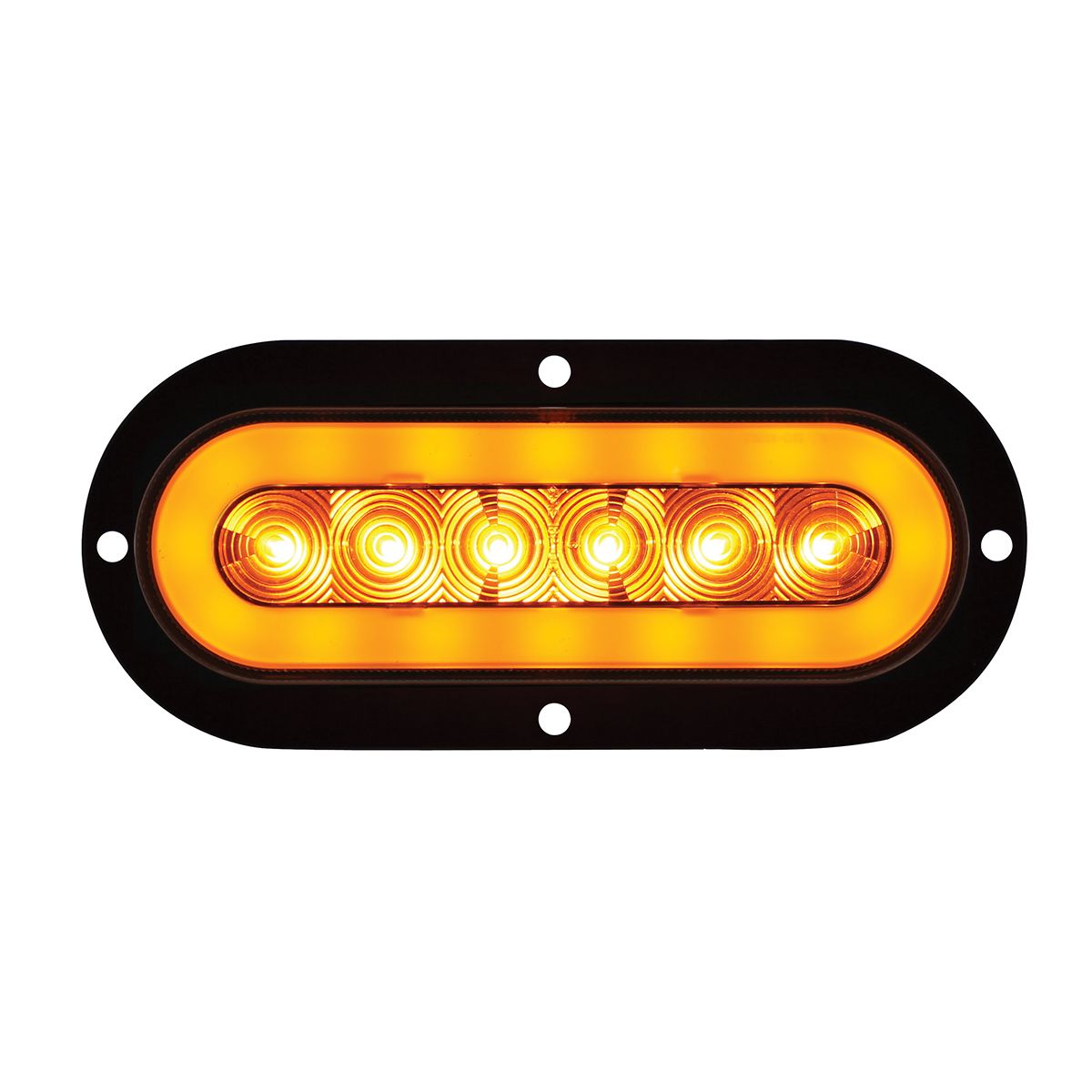22 LED 6" Oval Flange Mount GloLight (Turn Signal) - Amber LED/Amber Lens