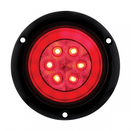 21 LED 4" Round Flange Mount GloLight (Stop, Turn & Tail) - Red LED/Red Lens