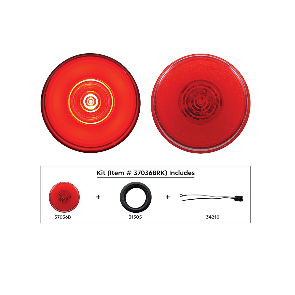 6 LED 2" Round GloLight (Clearance/Marker) - Red LED/Red Lens (Kit)