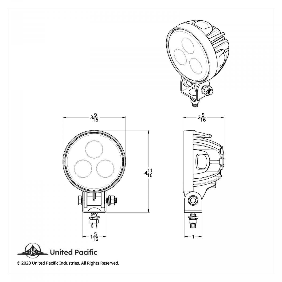 3 High Power LED Round Compact Work Light - Thumbnail 5