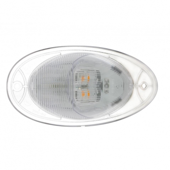 7 LED Turn Signal Light For 2008-2017 Freightliner Cascadia - Dome Lens, Amber LED/Clear Lens - Thumbnail 2