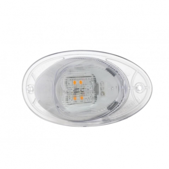 7 LED Turn Signal Light For 2008-2017 Freightliner Cascadia - Dome Lens, Amber LED/Clear Lens - Thumbnail 3