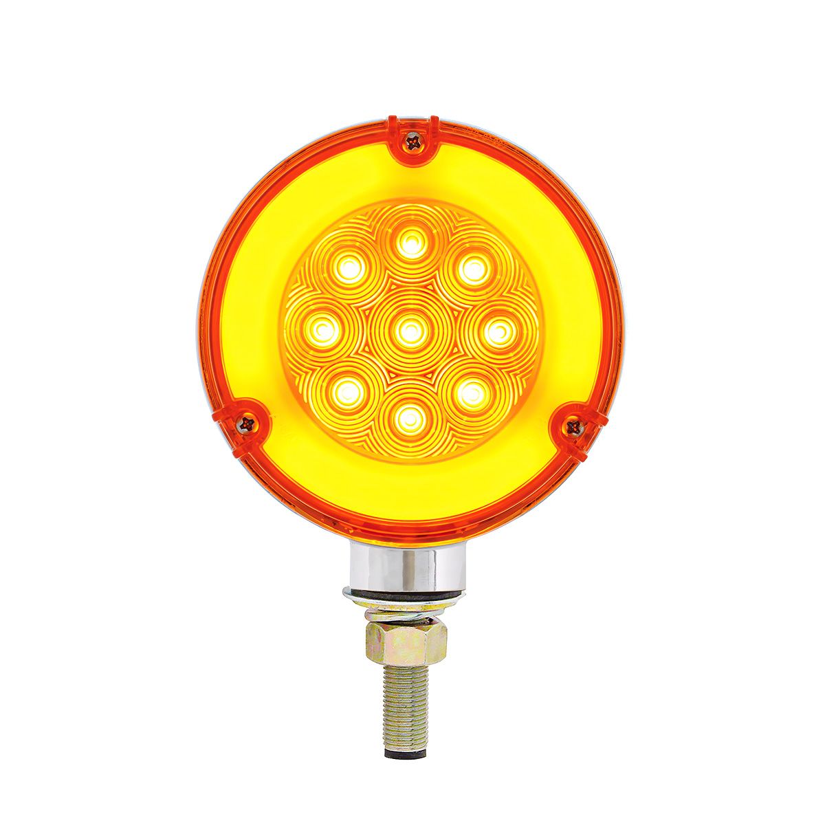 54 LED Single Stud Double Face GloLight (Turn Signal) - Amber & Red LED/Clear Lens