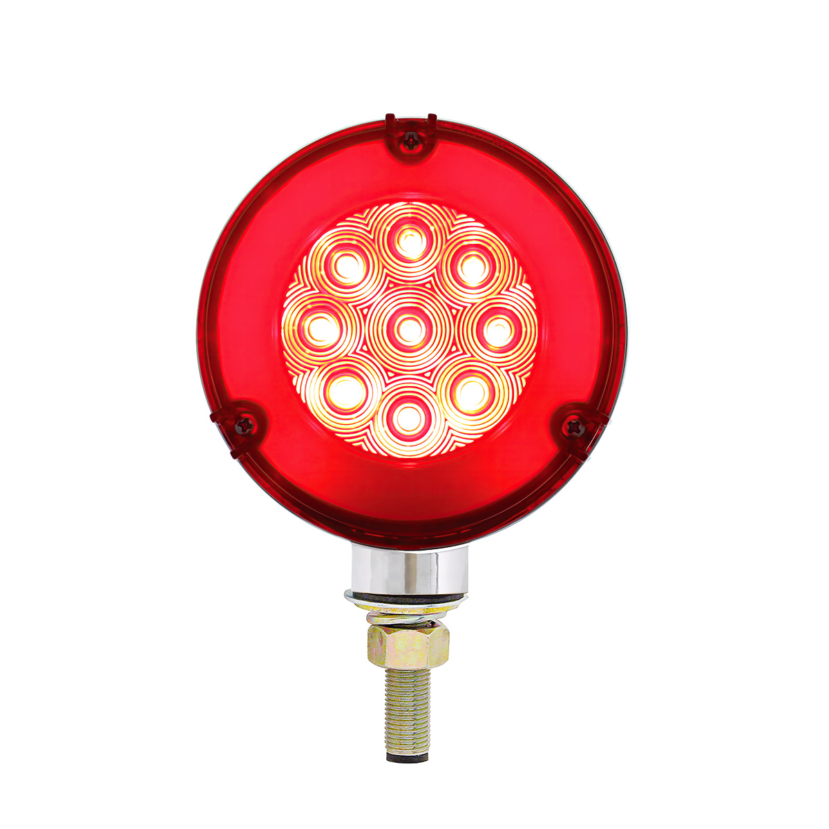 54 LED Single Stud Double Face GloLight (Turn Signal) - Amber & Red LED/Clear Lens - Thumbnail 2