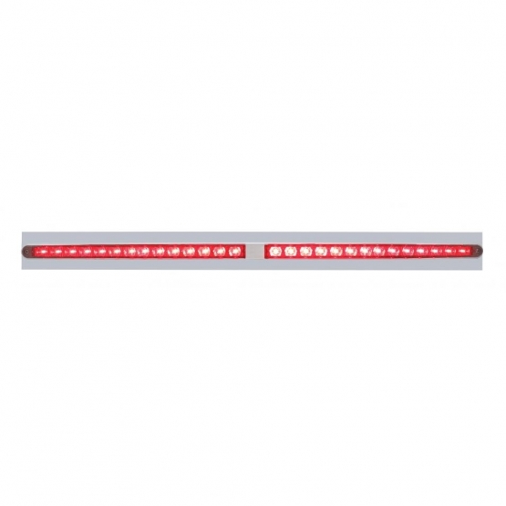 Chrome Top Mud Flap Plate With Two 14 LED 24" Light Bars - Red LED/Red Lens (Each)