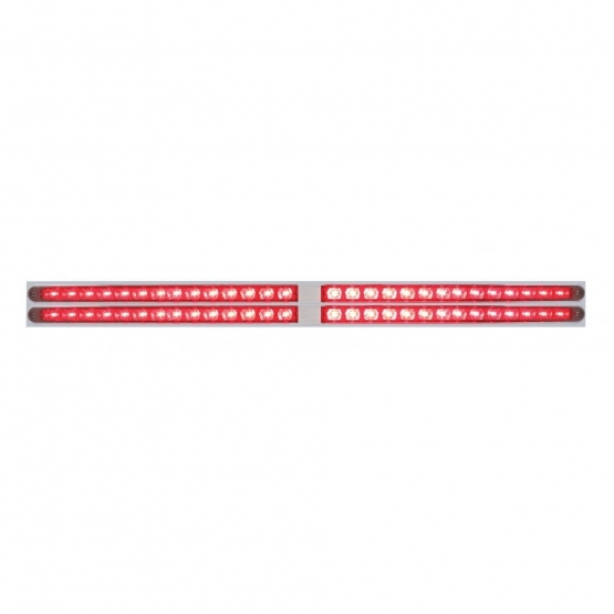 Chrome Top Mud Flap Plate With Four 14 LED 24" Light Bars - Red LED/Red Lens (Each)