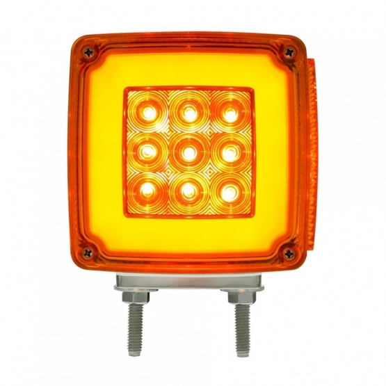 53 LED Double Stud Double Face GloLight With Side Marker (Turn Signal) Driver - Amber & Red LED/Amber & Red Lens - Thumbnail 2
