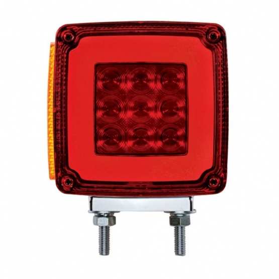 53 LED Double Stud Double Face GloLight With Side Marker (Turn Signal) Driver - Amber & Red LED/Amber & Red Lens - Thumbnail 3