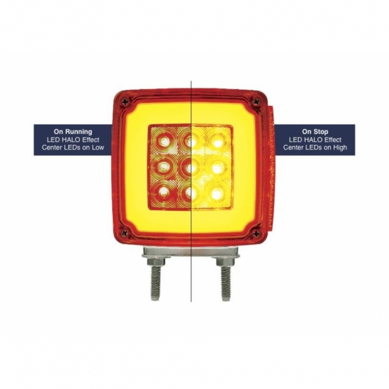 53 LED Double Stud Double Face GloLight With Side Marker (Turn Signal) Driver - Amber & Red LED/Amber & Red Lens - Thumbnail 4