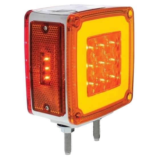 53 LED Double Stud Double Face GloLight With Side Marker (Turn Signal) Passenger - Amber & Red LED/Amber & Red Lens