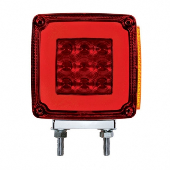 53 LED Double Stud Double Face GloLight With Side Marker (Turn Signal) Passenger - Amber & Red LED/Amber & Red Lens - Thumbnail 3