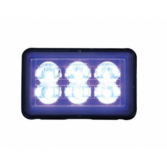 6 High Power LED Rectangular Warning Light With Bracket - Blue LED (Bulk)