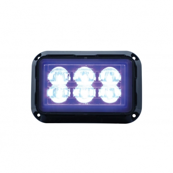 6 High Power LED Rectangular Warning Light - Blue LED (Bulk)