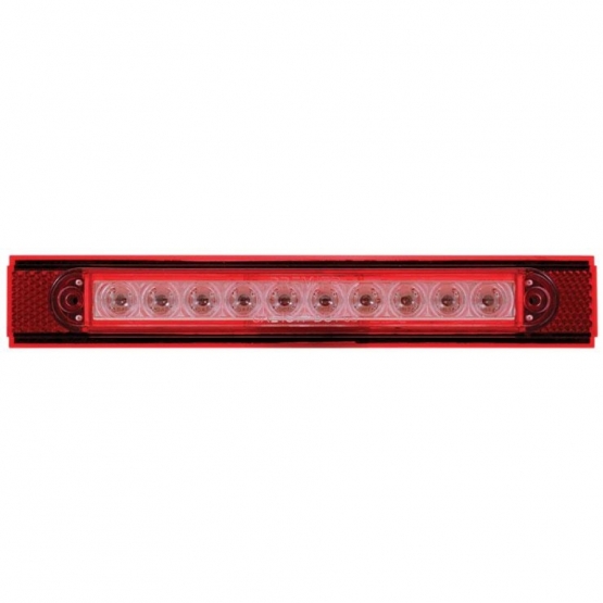 10 LED Conspicuity Reflector Plate Light With Red Reflector - Red LED/Clear Lens (Each)