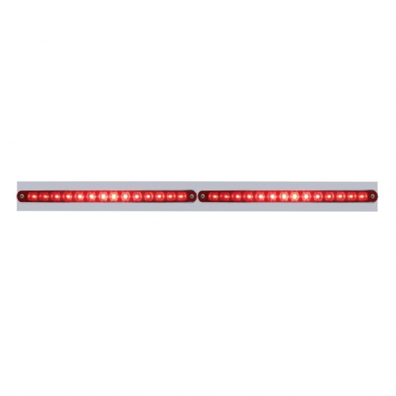 Chrome Top Mud Flap Plate With Two 14 LED 12" Light Bars - Red LED/Red Lens (Each)