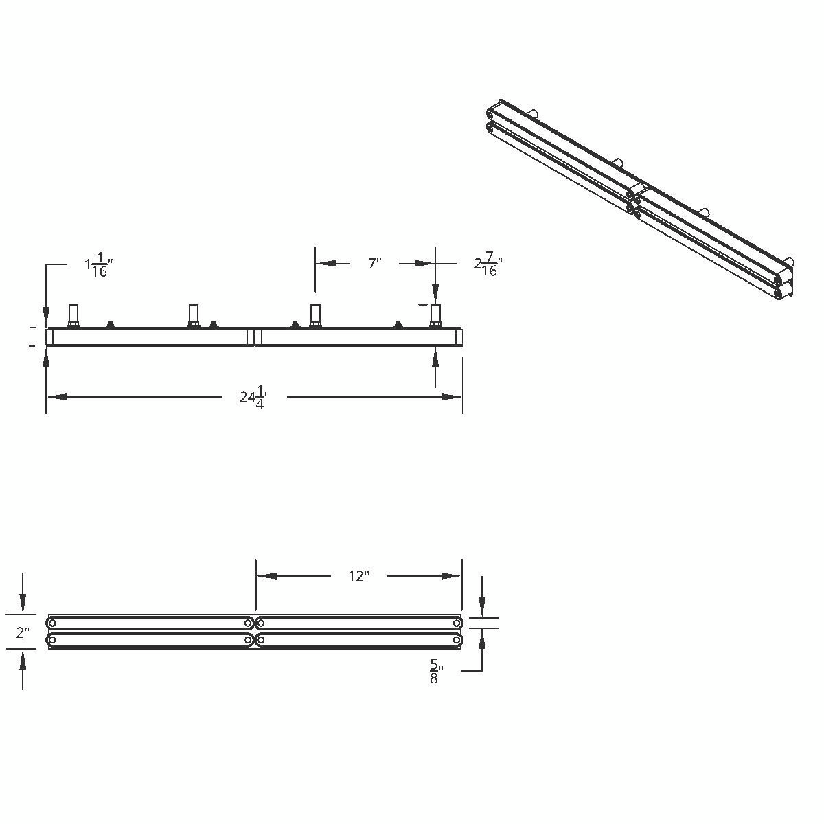 Chrome Top Mud Flap Plate With Four 14 LED 12" Light Bars - Red LED/Clear Lens (Each) - Thumbnail 2