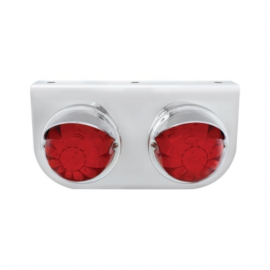 Stainless Light Bracket With 2X 17 LED Watermelon Lights & Visors - Red LED/Red Lens
