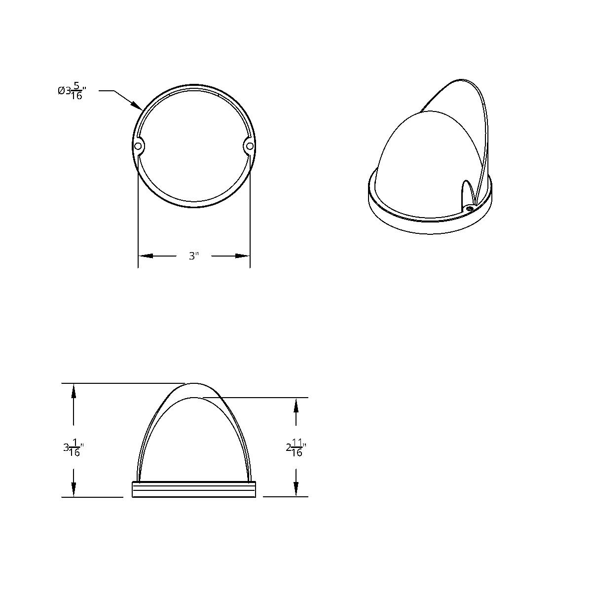 17 LED Dual Function Watermelon Flush Mount Kit With Visor - Amber LED/Amber Lens - Thumbnail 2