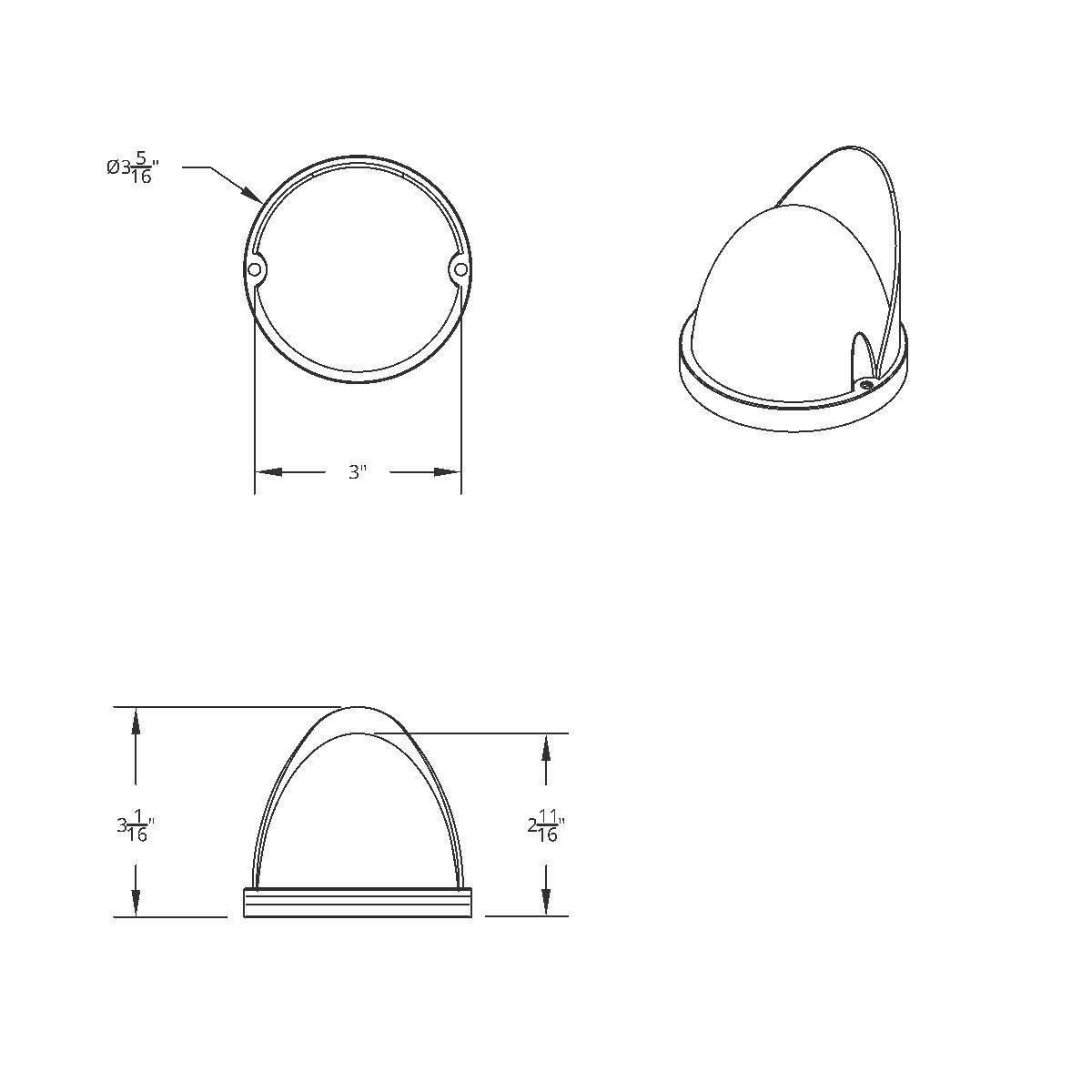 17 LED Dual Function Watermelon Flush Mount Kit With Visor - Red LED/Red Lens - Thumbnail 2