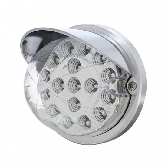 17 LED Dual Function Watermelon Clear Reflector Flush Mount Kit With Visor - Amber LED/Clear Lens
