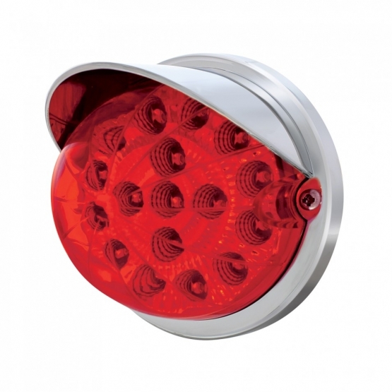 17 LED Watermelon Clear Reflector Flush Mount Kit With Visor - Red LED/Red Lens