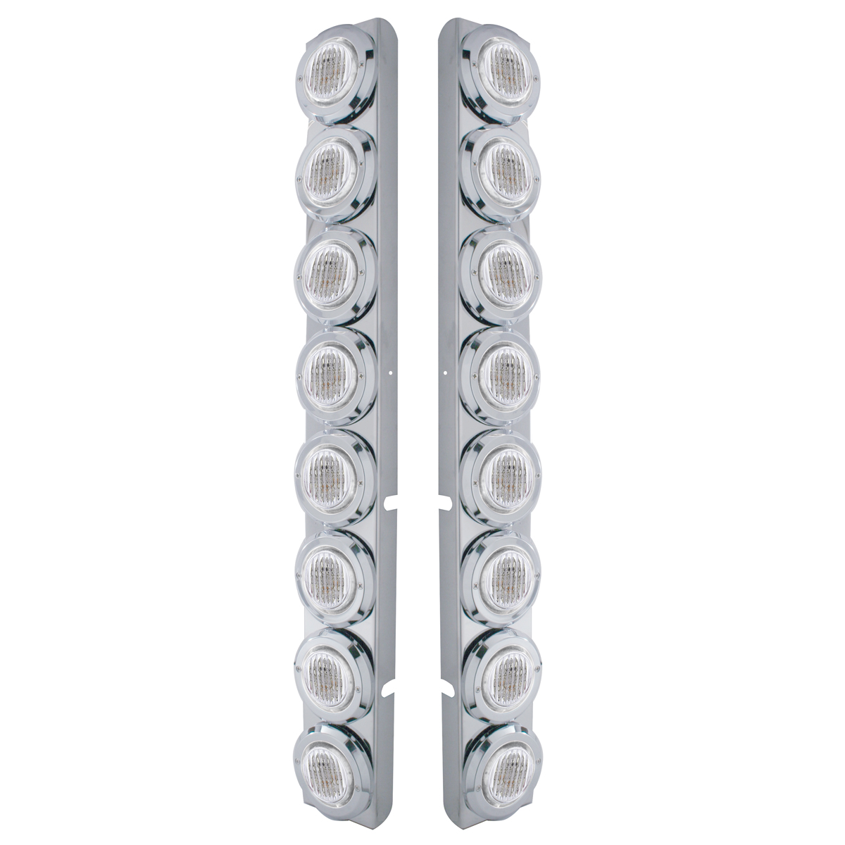 SS Rear Air Cleaner Bracket With 16X 9 LED 2" Lights & Bezels For Peterbilt-Red LED/Clear Lens - Thumbnail 2