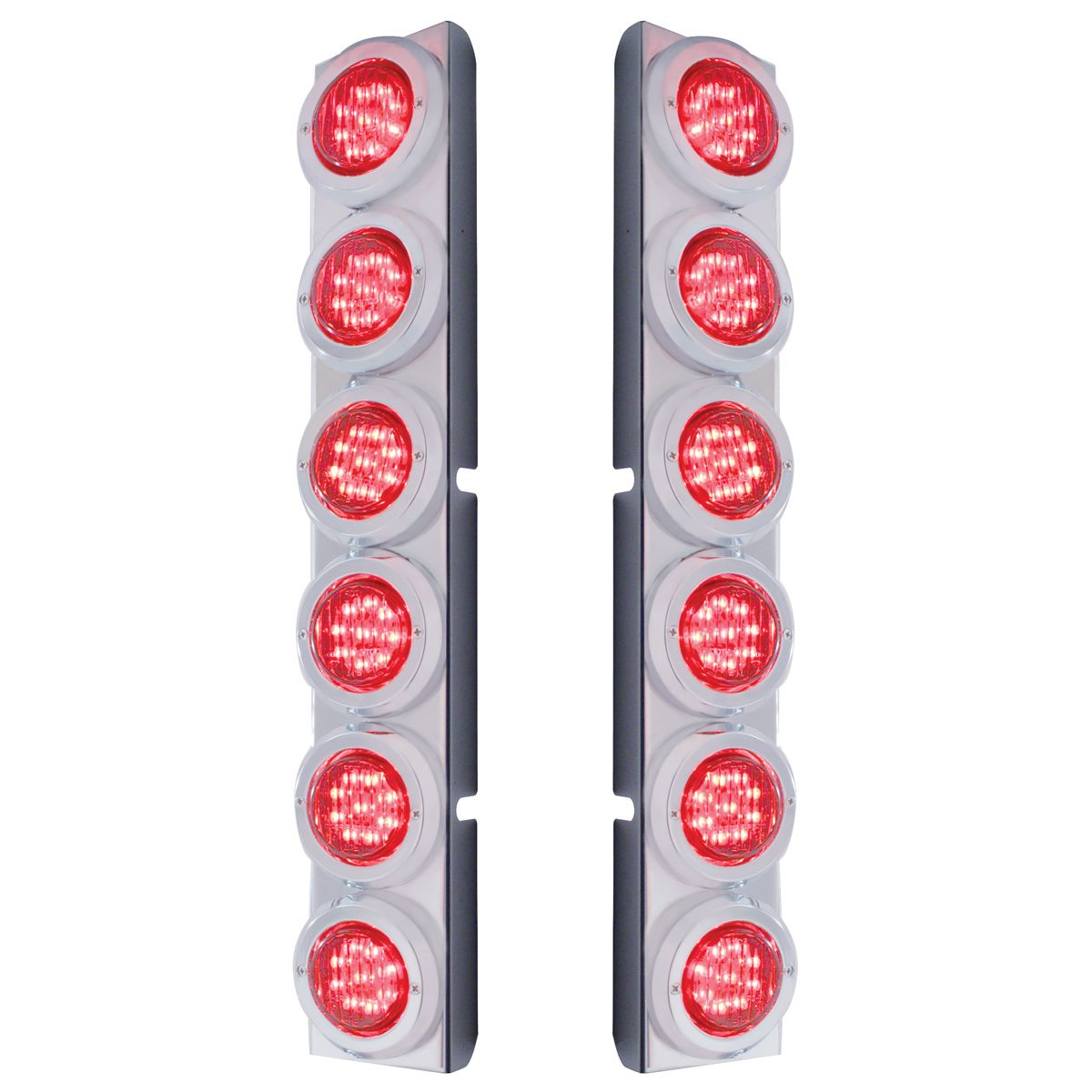Rear Air Cleaner Bracket With 12 Flat LED Lights & Bezel For Peterbilt- Red LED/Red Lens