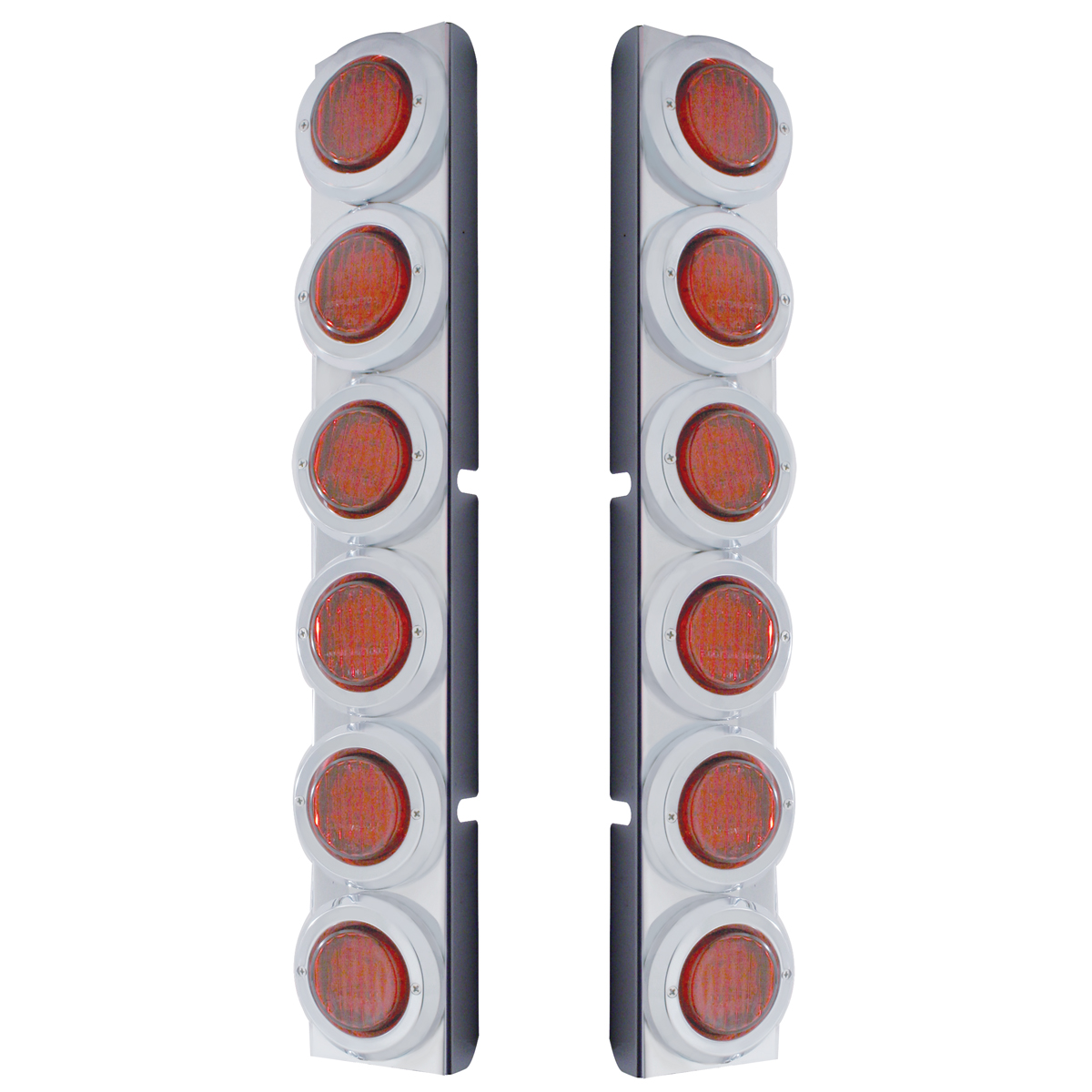 Rear Air Cleaner Bracket With 12 Flat LED Lights & Bezel For Peterbilt- Red LED/Red Lens - Thumbnail 2