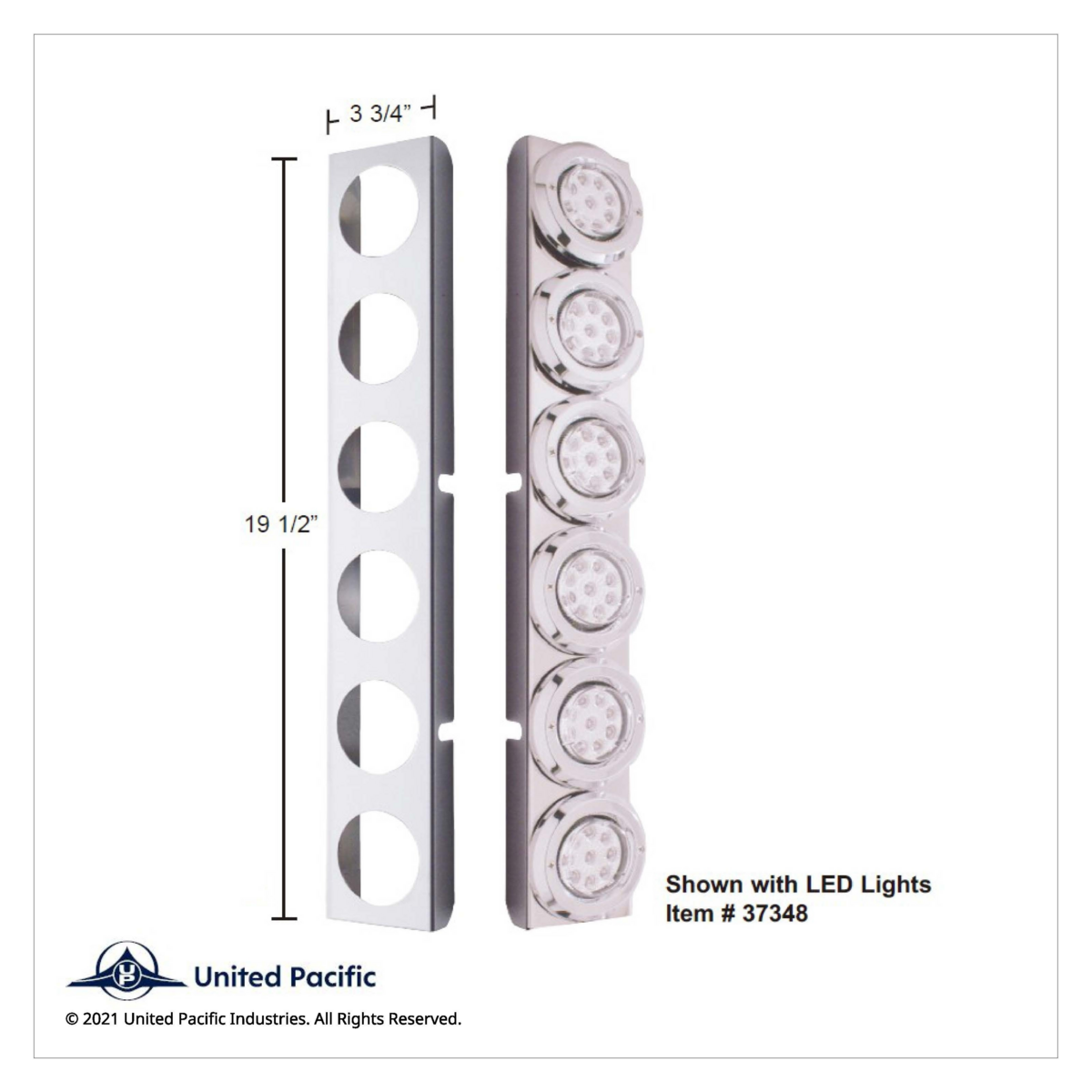 SS Rear Air Cleaner Bracket With 12X 9 LED 2" Reflector Lights & Bezels For Peterbilt-Red LED & Lens - Thumbnail 2