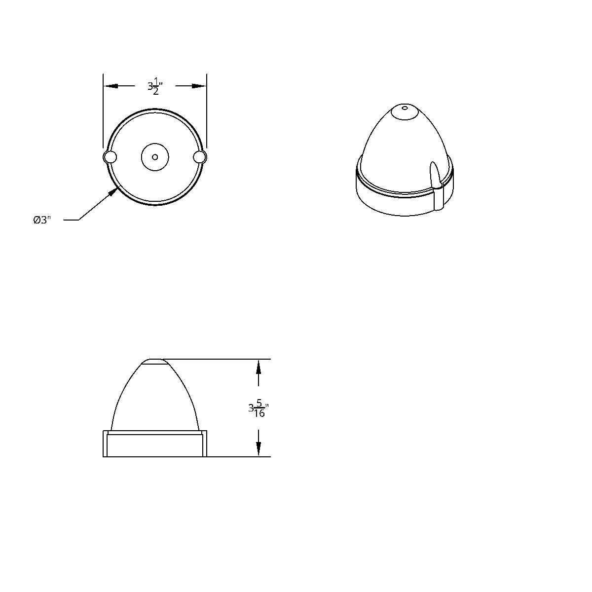 19 LED Watermelon Flush Mount Kit - Amber LED/Amber Lens - Thumbnail 4
