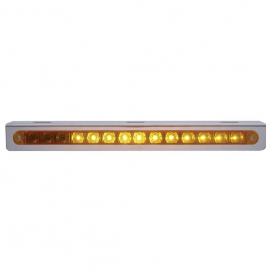 Stainless Light Bracket With 14 LED 12" Sequential Light Bar (Right to Left) - Amber LED/Amber Lens