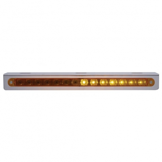 Stainless Light Bracket With 14 LED 12" Sequential Light Bar (Right to Left) - Amber LED/Amber Lens - Thumbnail 2