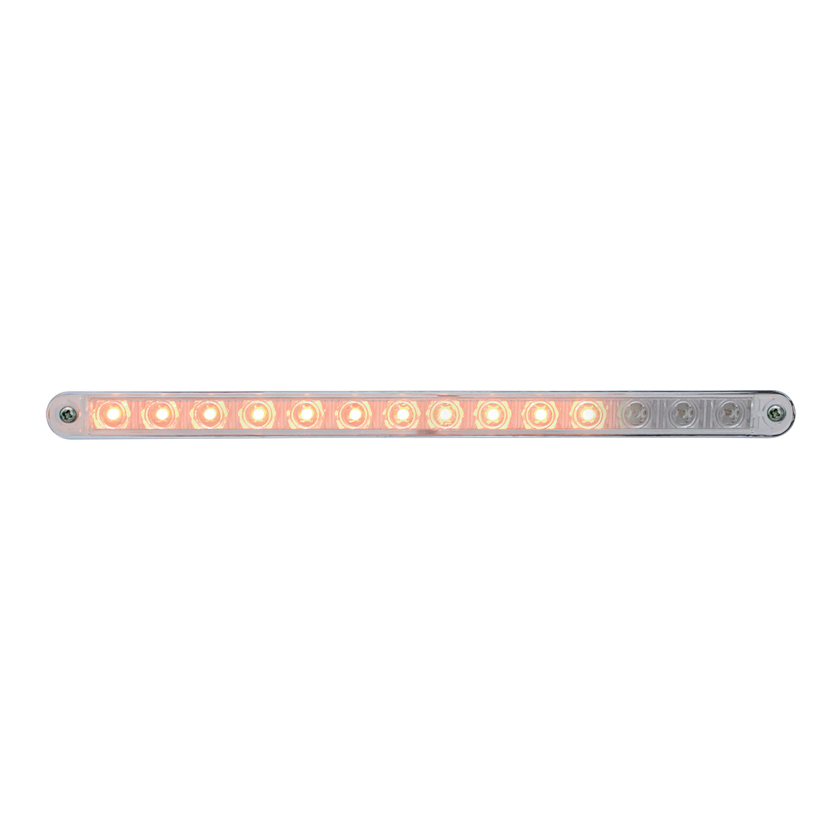 14 LED 12" Sequential Light Bar With Bezel - Amber LED/Clear Lens - Thumbnail 3