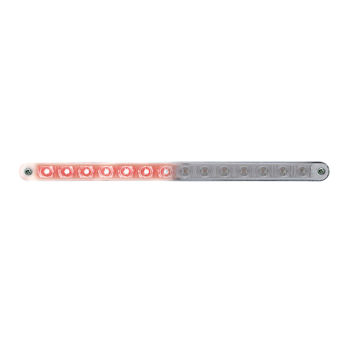 14 LED 12" Sequential Light Bar With Bezel - Red LED/Clear Lens - Thumbnail 2