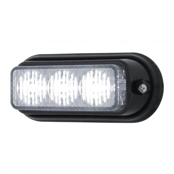 3 LED Warning Light With Black Bezel - White LED (Bulk) - Thumbnail 3