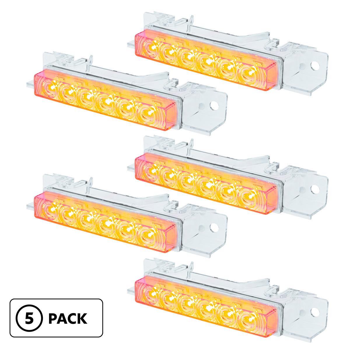 6 LED Competition Series Exterior Visor Light For 1996-2024 Volvo VNL-Amber LED/Clear Lens(5 Pcs) - Thumbnail 11